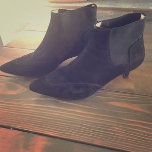 Suede kitten heel ankle booties